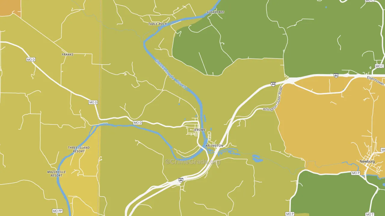 Jerome, MO Map of Murder Rates