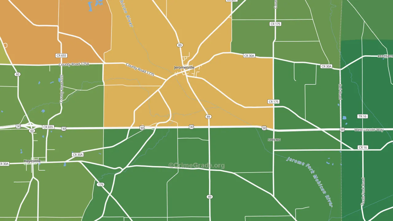 Jeromesville, OH Map of Murder Rates