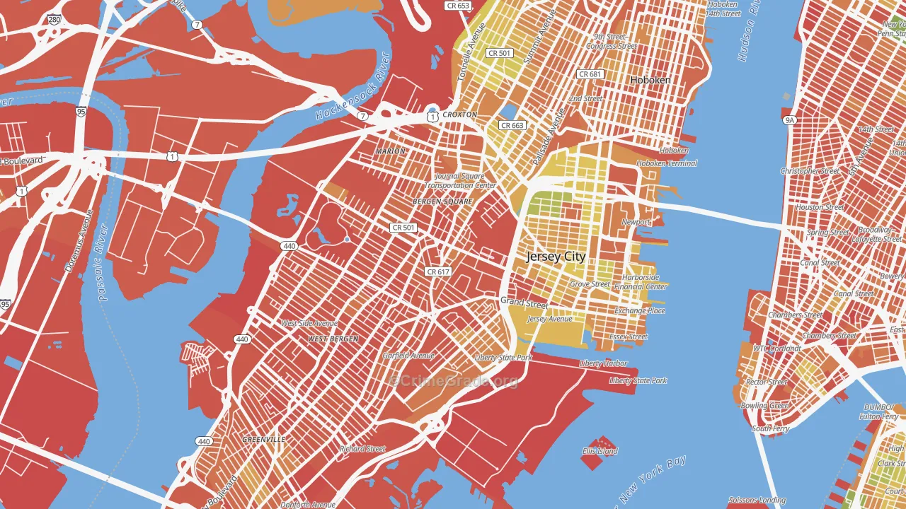 Jersey City, NJ Map of Murder Rates