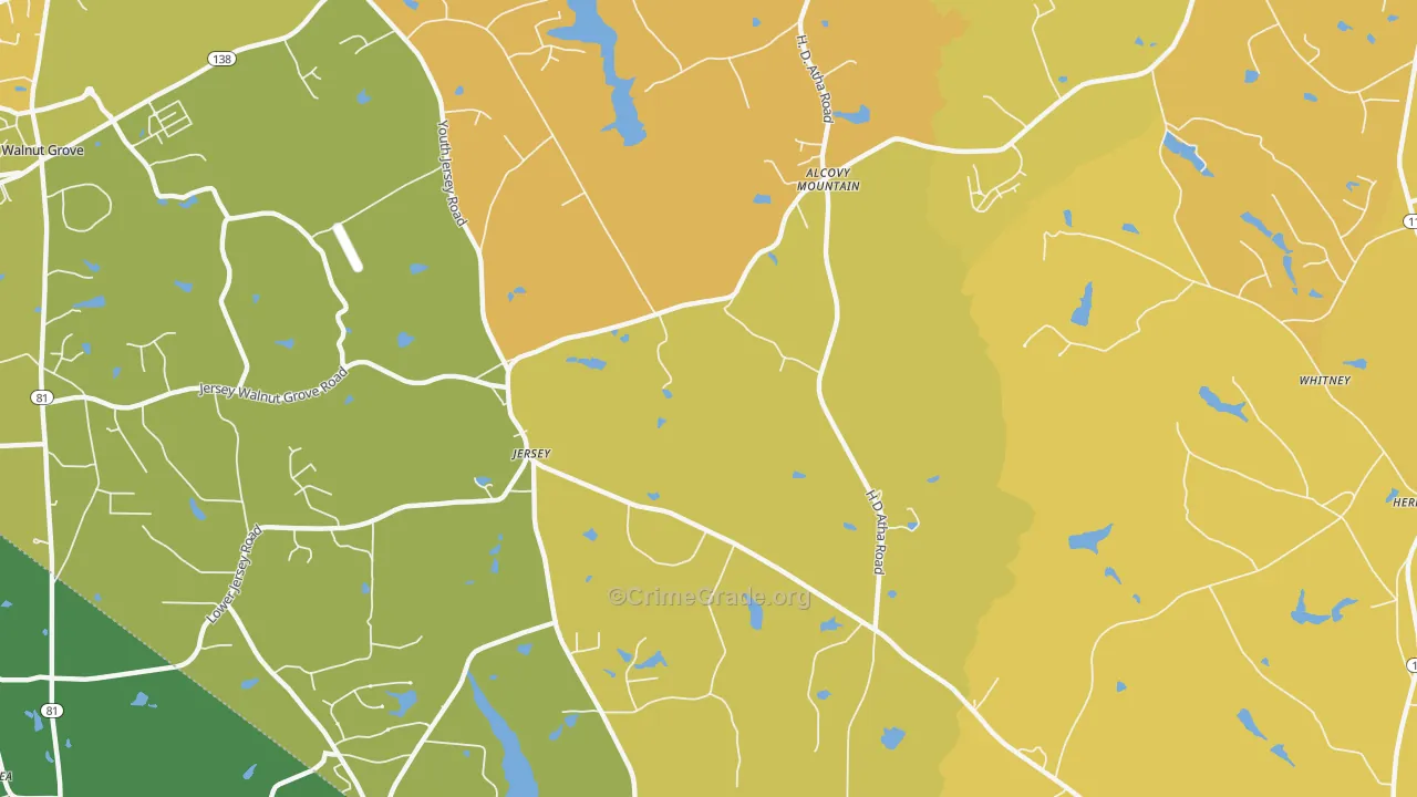 Jersey, GA Map of Murder Rates