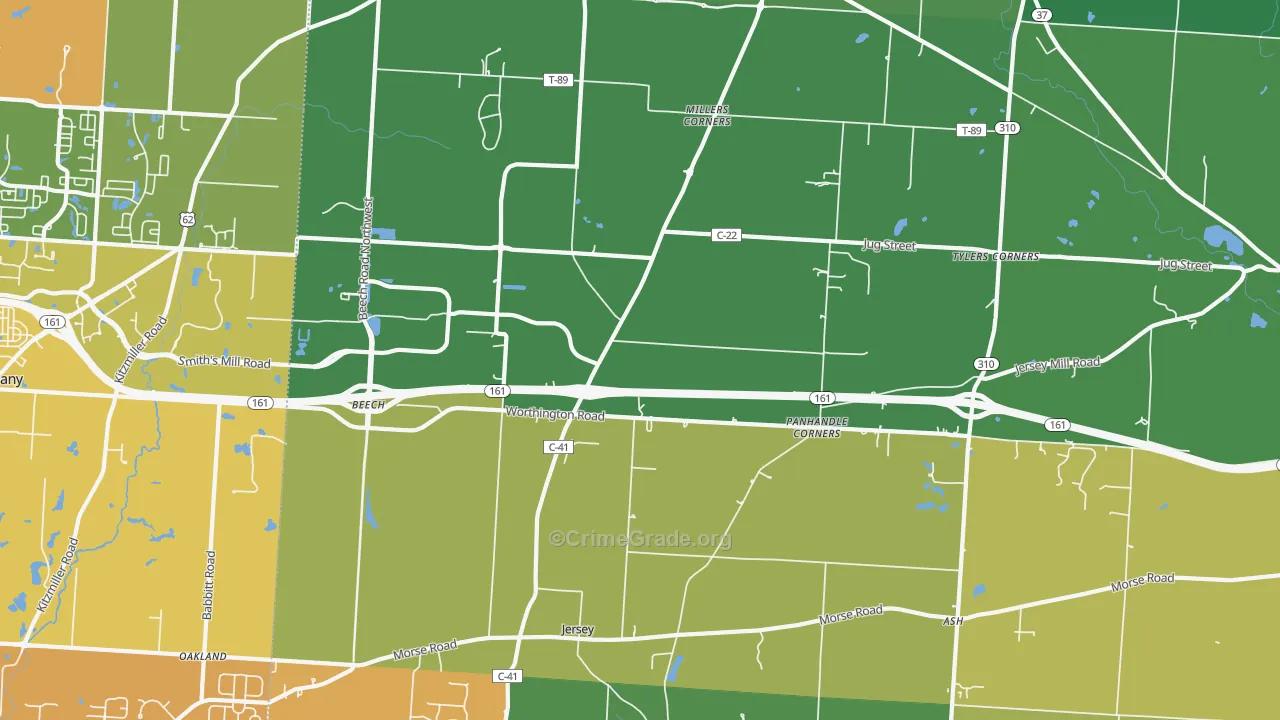 Jersey, OH Map of Murder Rates