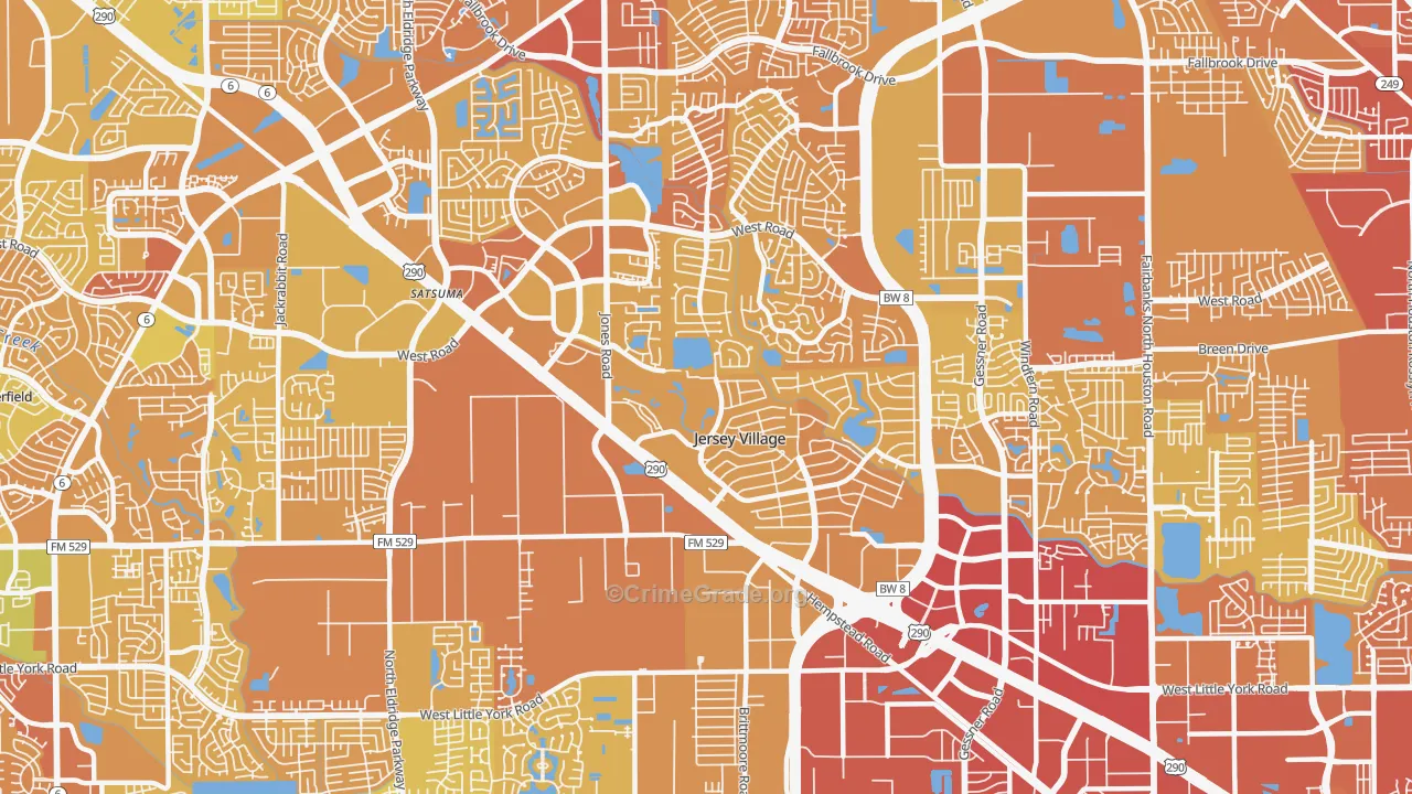 Jersey Village, TX Map of Murder Rates