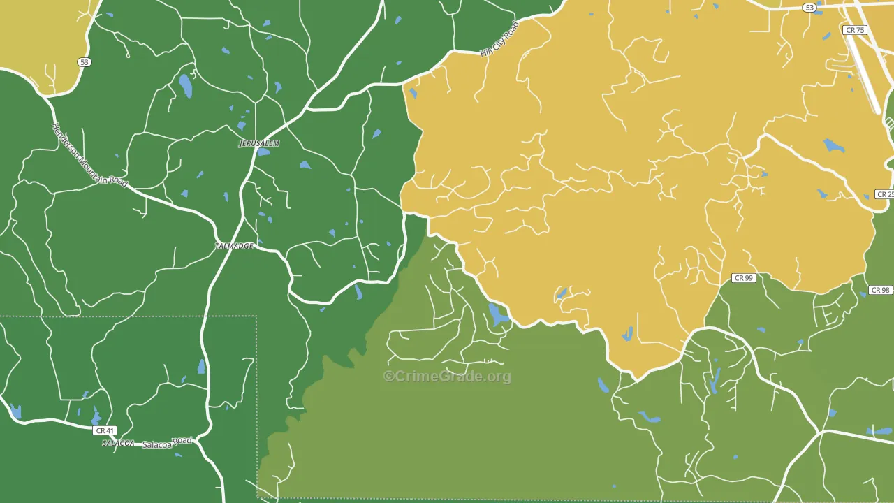 Jerusalem, GA Map of Murder Rates