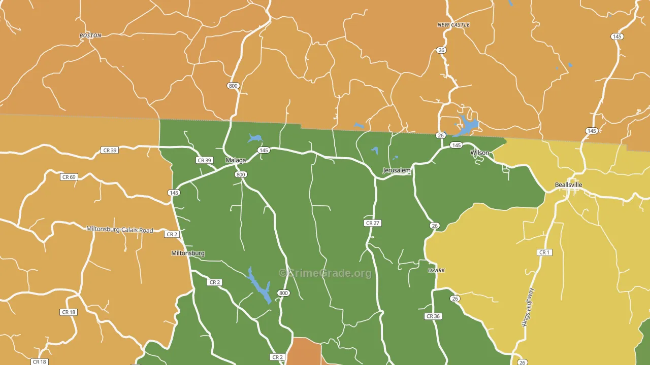 Jerusalem, OH Map of Murder Rates