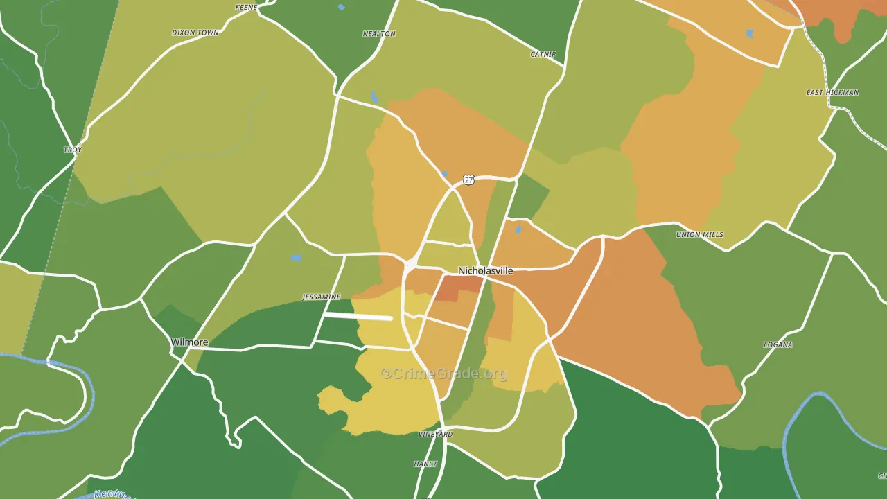Jessamine County, KY Map of Murder Rates
