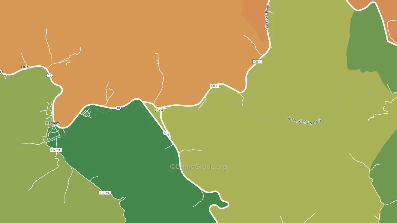 Jesse, WV Map of Murder Rates
