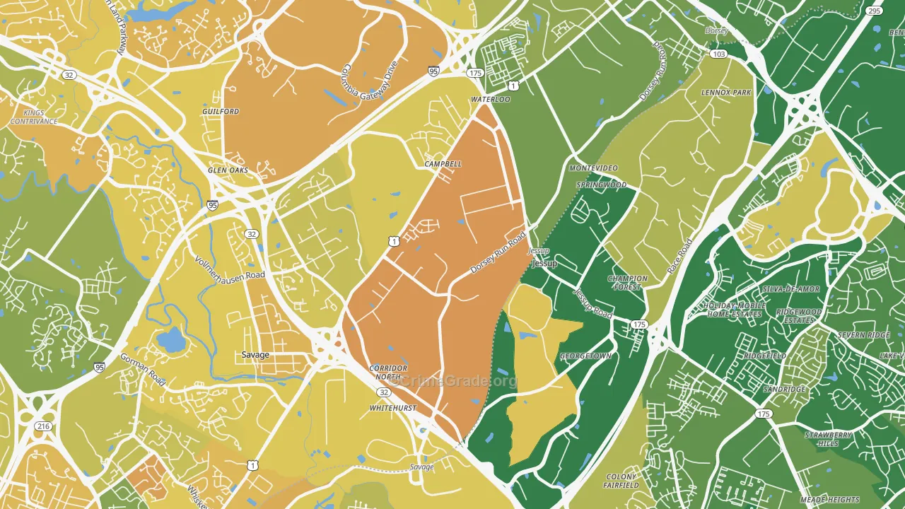 Jessup, MD Map of Murder Rates