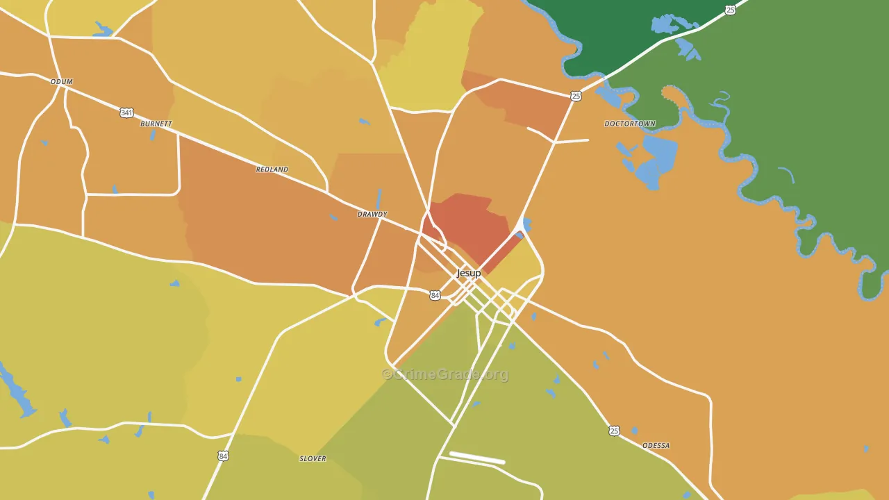 Jesup, GA Map of Murder Rates