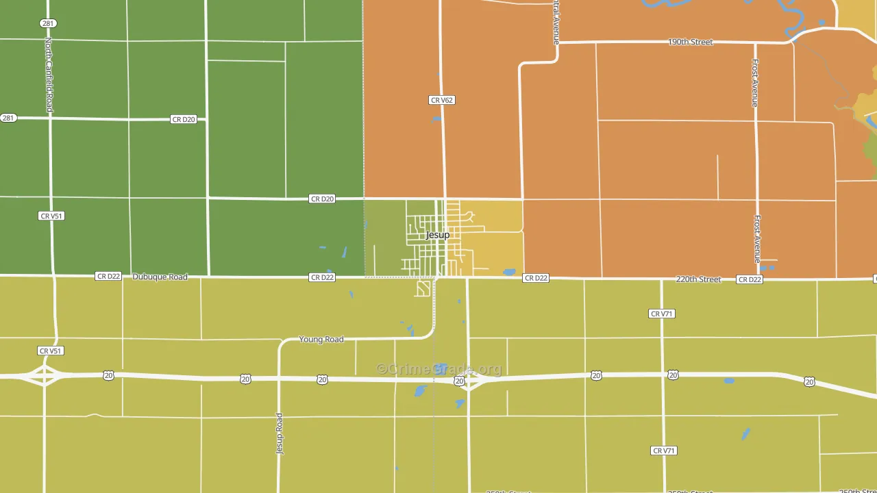 Jesup, IA Map of Murder Rates