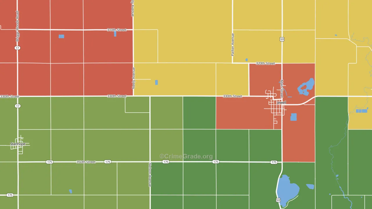 Jewell, IA Map of Murder Rates
