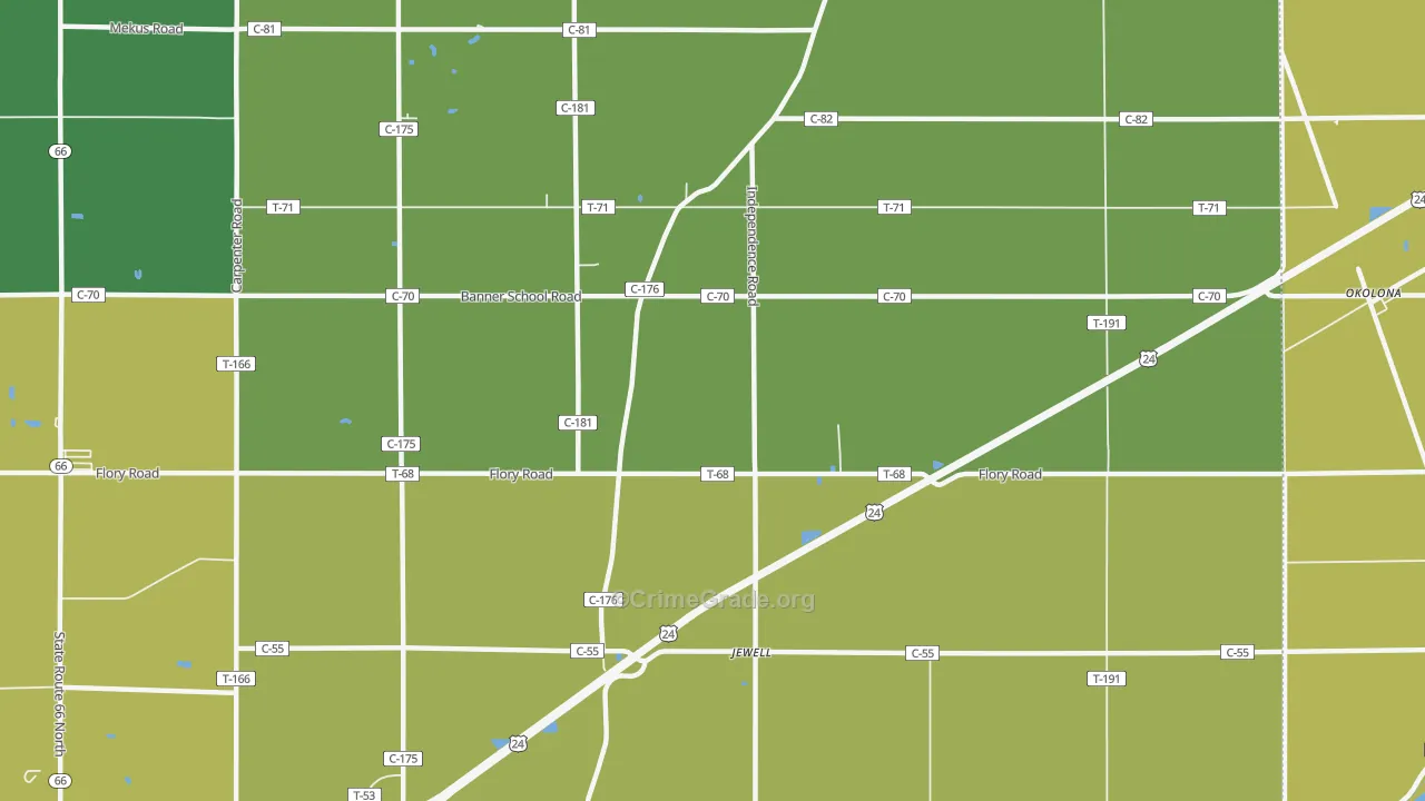 Jewell, OH Map of Murder Rates