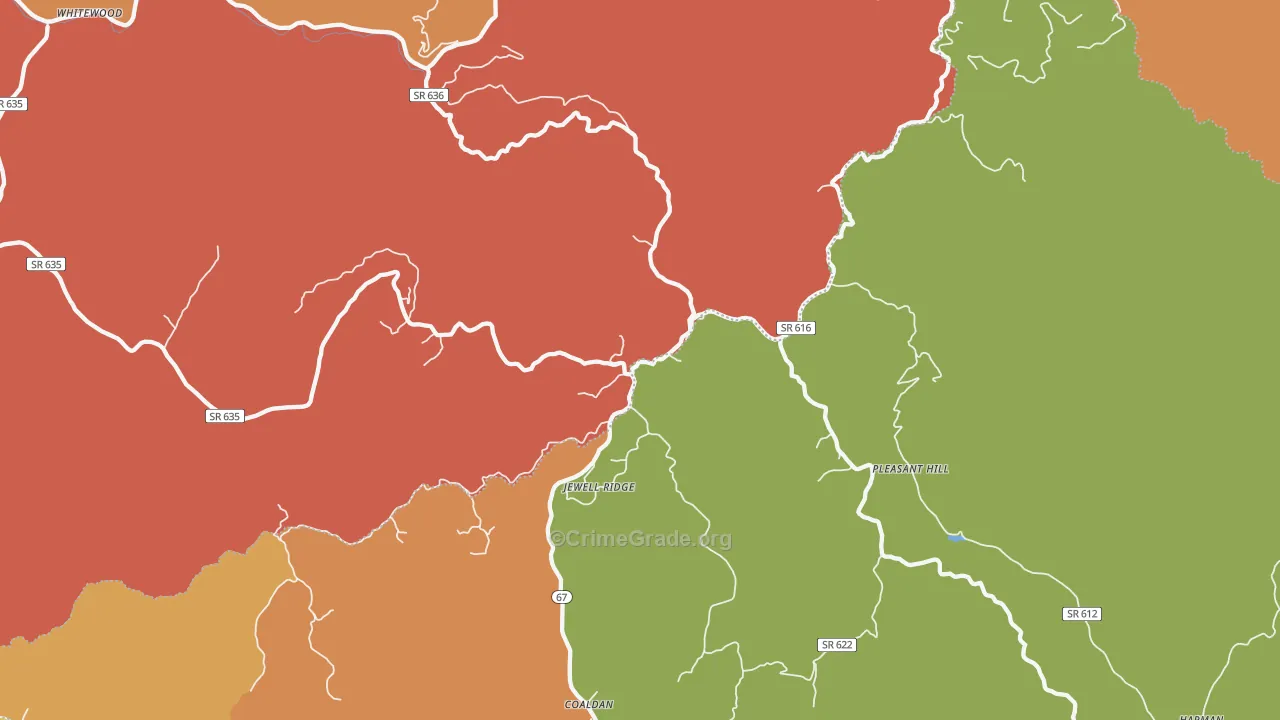 Jewell Ridge, VA Map of Murder Rates