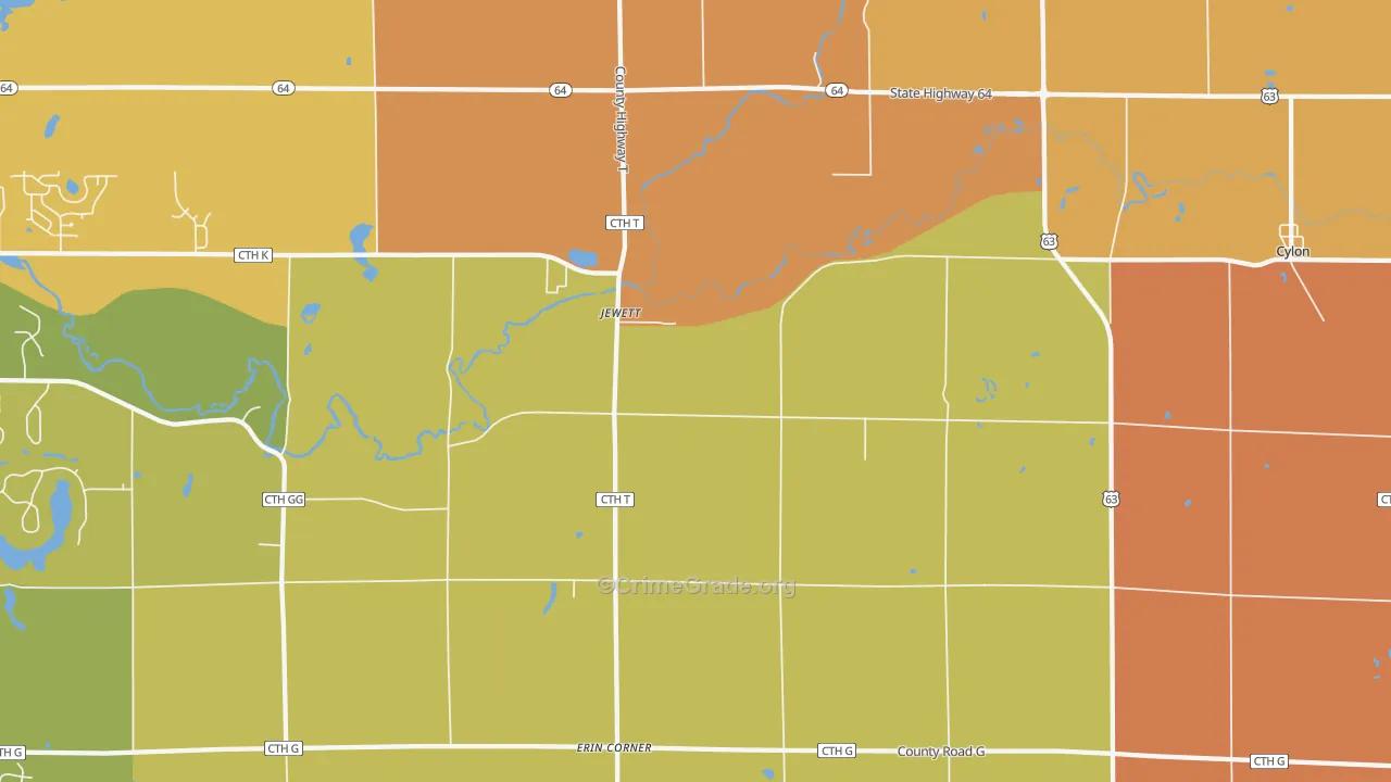 Jewett, WI Map of Murder Rates