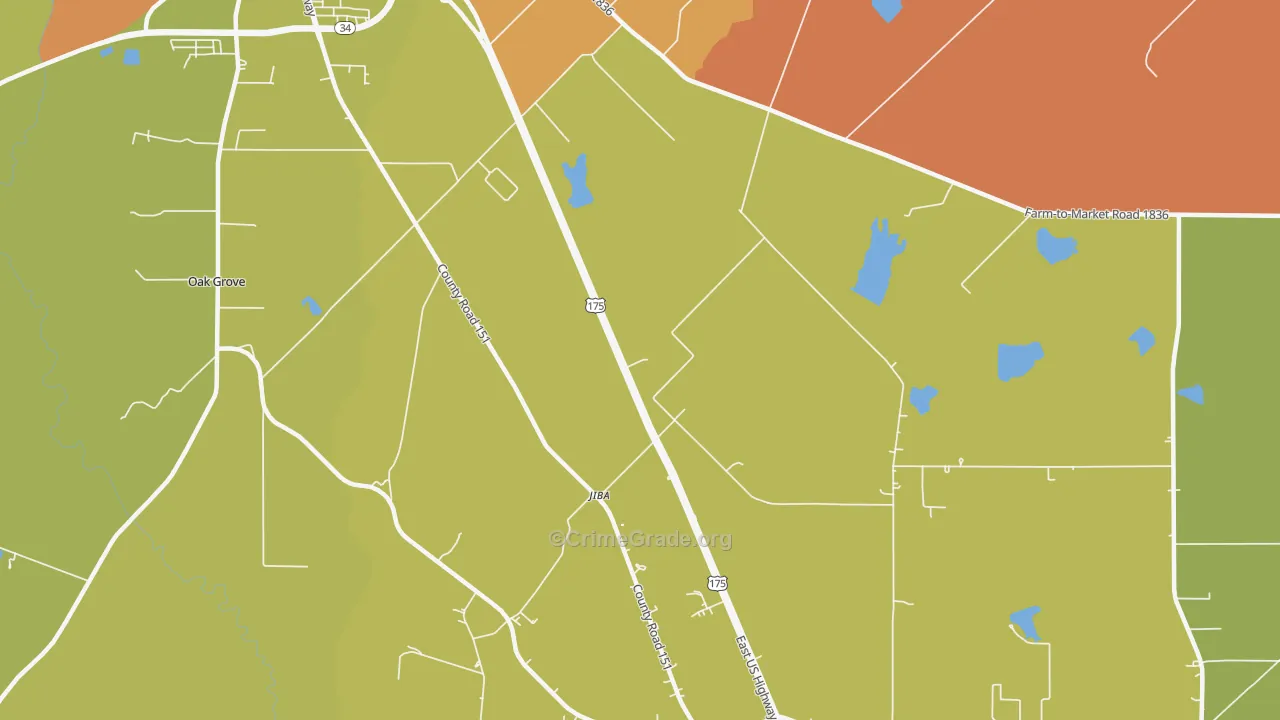 Jiba, TX Map of Murder Rates