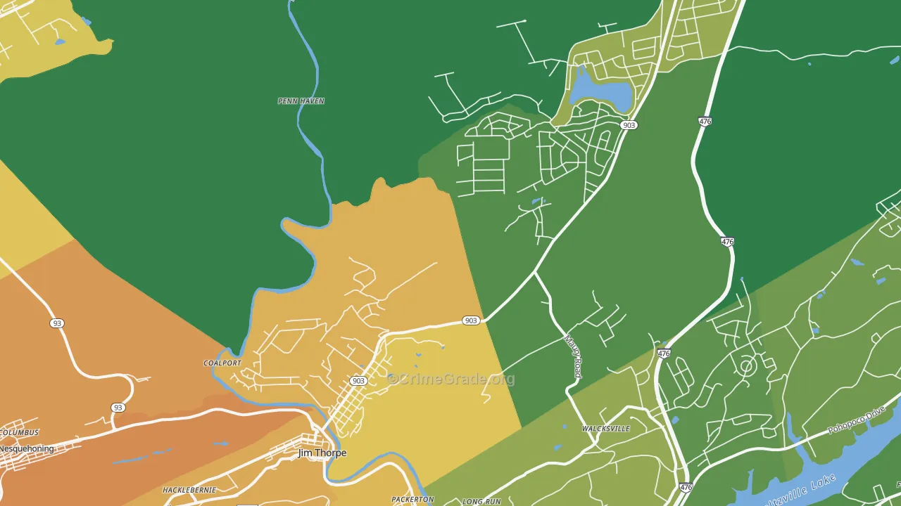 Jim Thorpe, PA Map of Murder Rates
