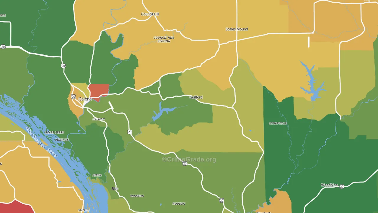 Jo Daviess County, IL Map of Murder Rates