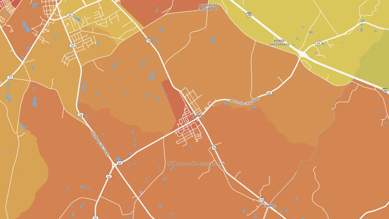 Joanna, SC Map of Murder Rates