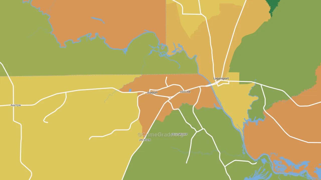 Joaquin, TX Map of Murder Rates