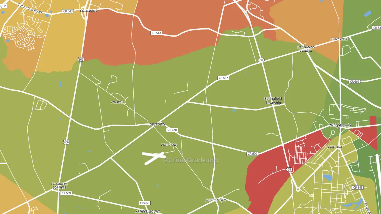 Jobstown, NJ Map of Murder Rates