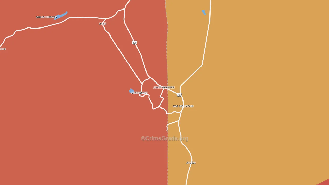 Johannesburg, CA Map of Murder Rates