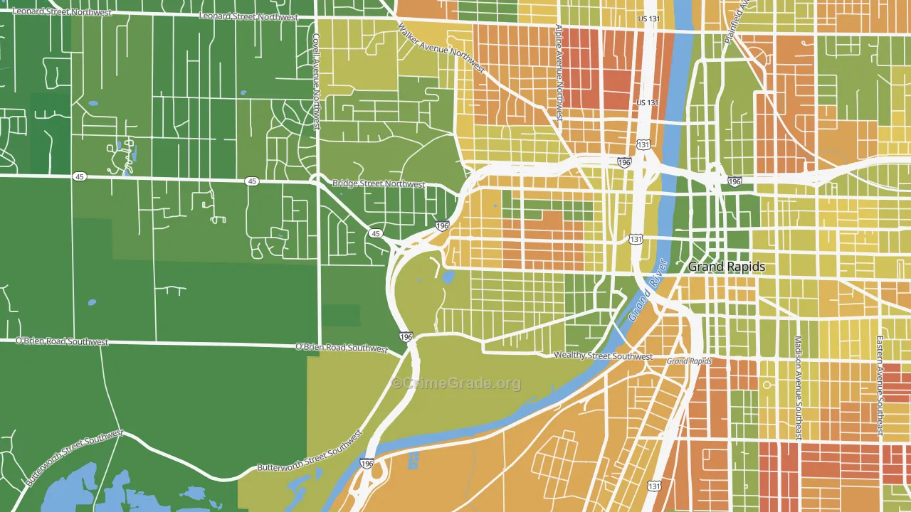 John Ball Park, Grand Rapids, MI Map of Murder Rates