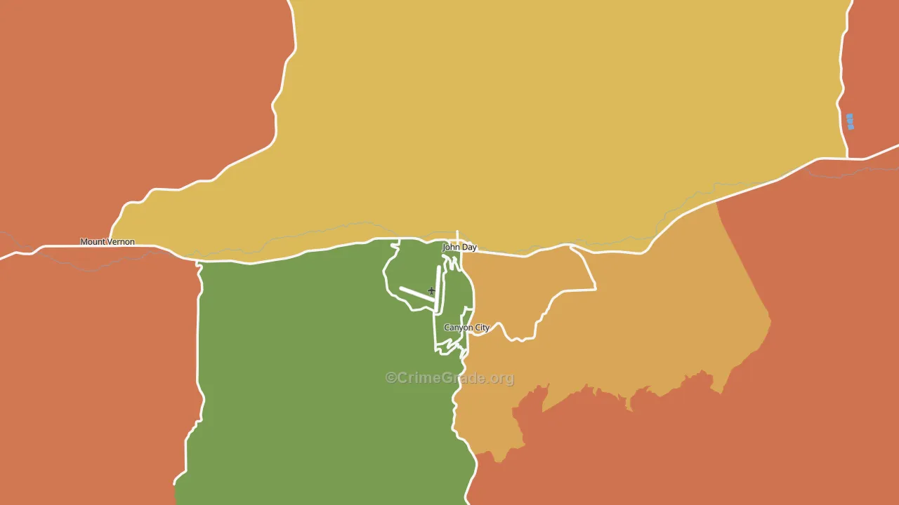 John Day, OR Map of Murder Rates