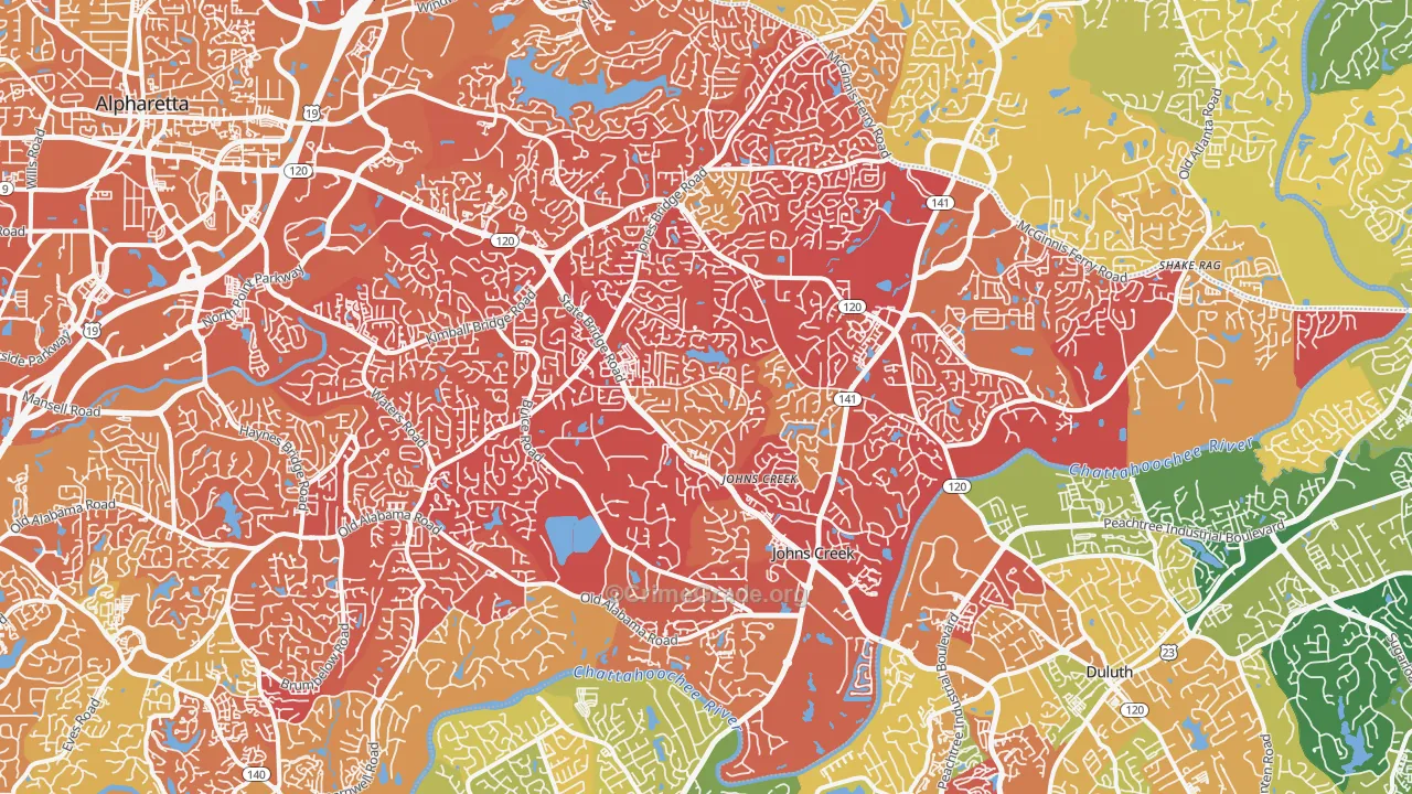 Johns Creek, GA Map of Murder Rates