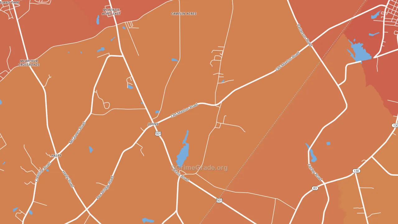 Johns, NC Map of Murder Rates