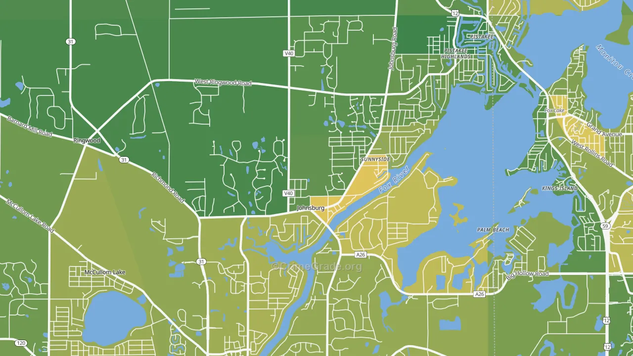 Johnsburg, IL Map of Murder Rates