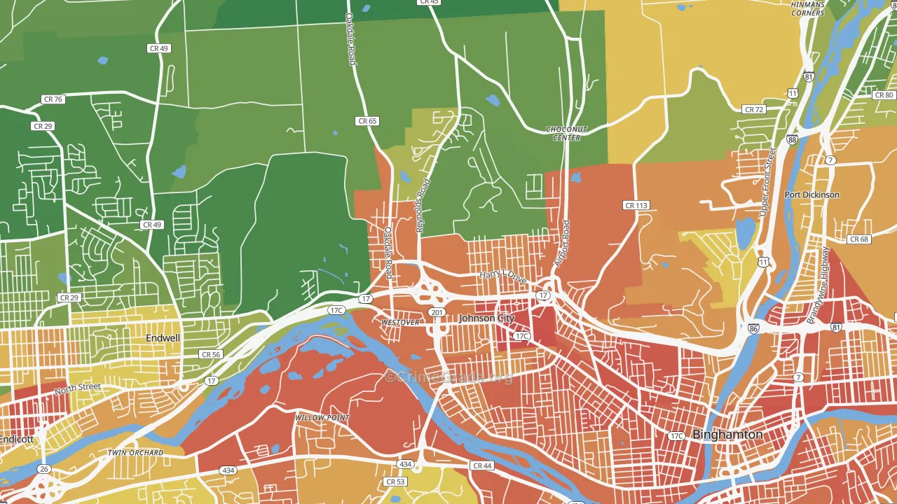 Johnson City, NY Map of Murder Rates