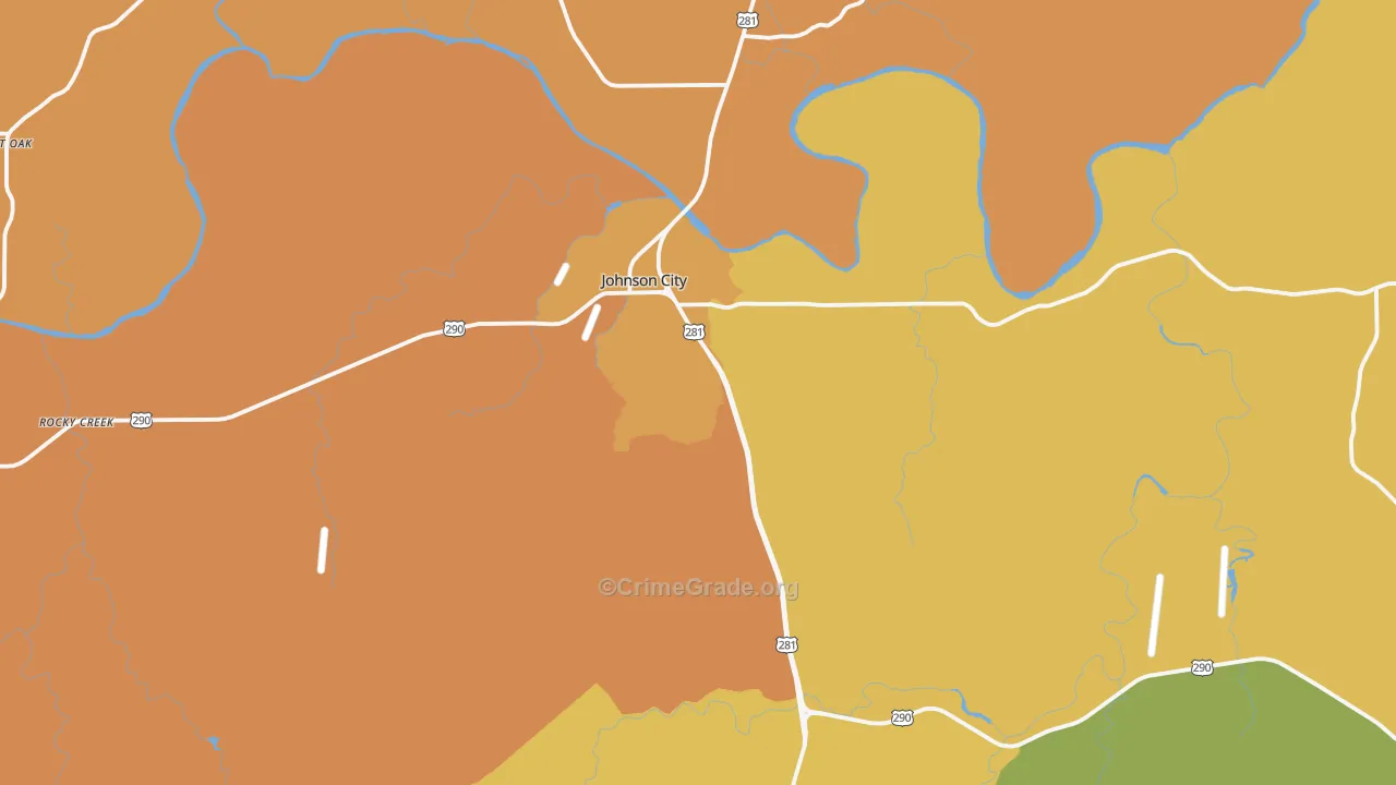 Johnson City, TX Map of Murder Rates