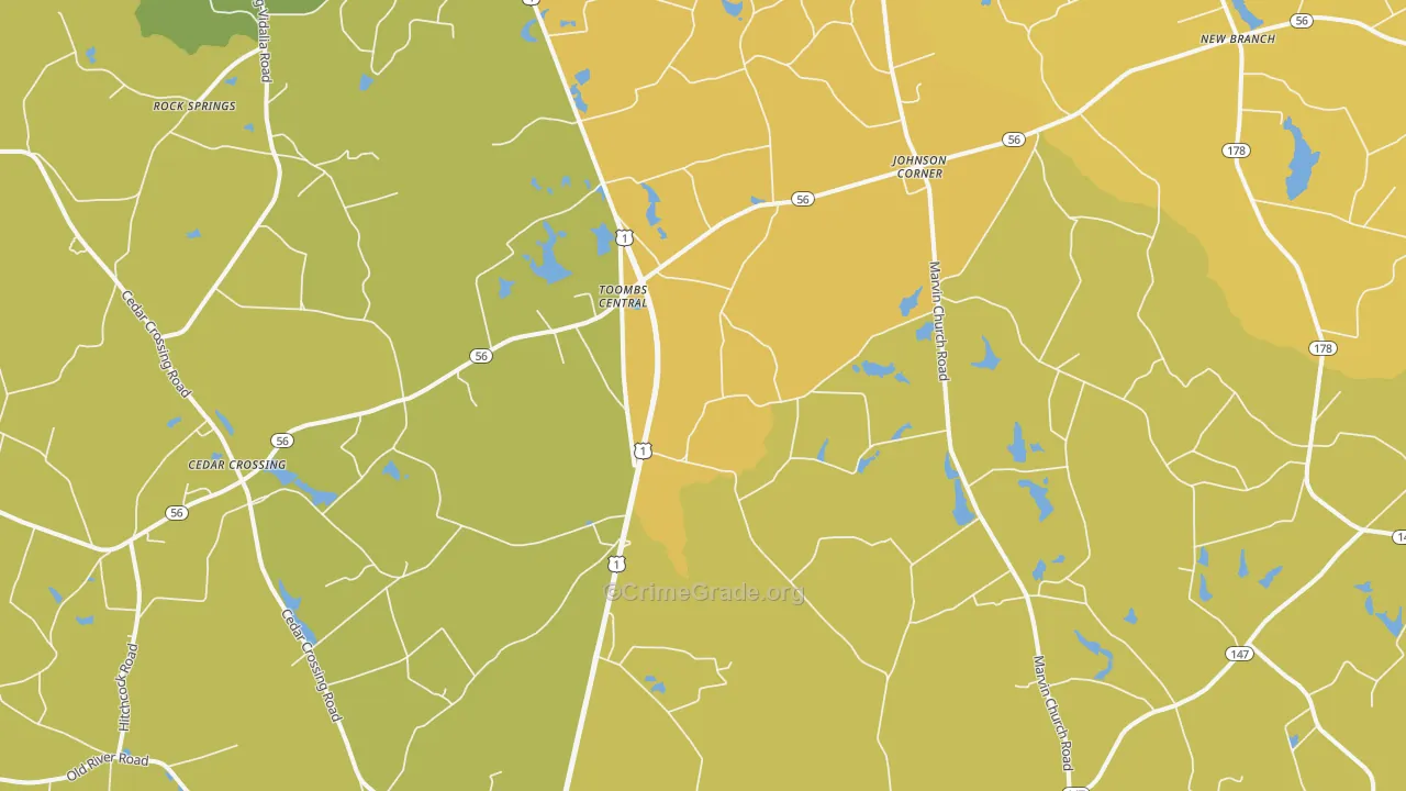 Johnson Corner, GA Map of Murder Rates
