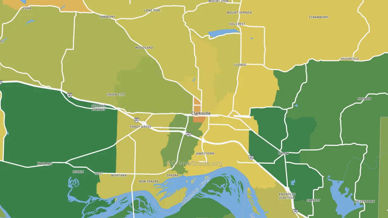 Johnson County, AR Map of Murder Rates