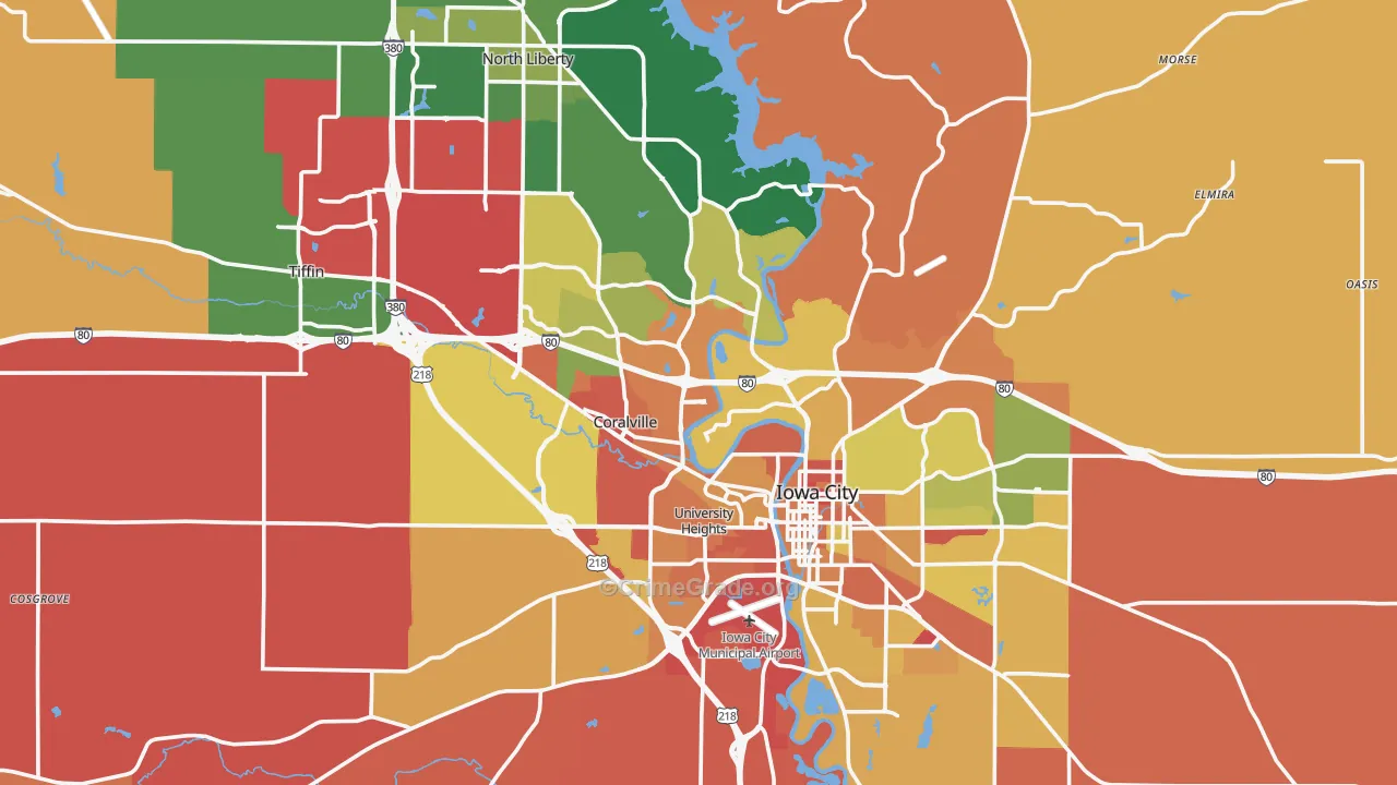 Johnson County, IA Map of Murder Rates