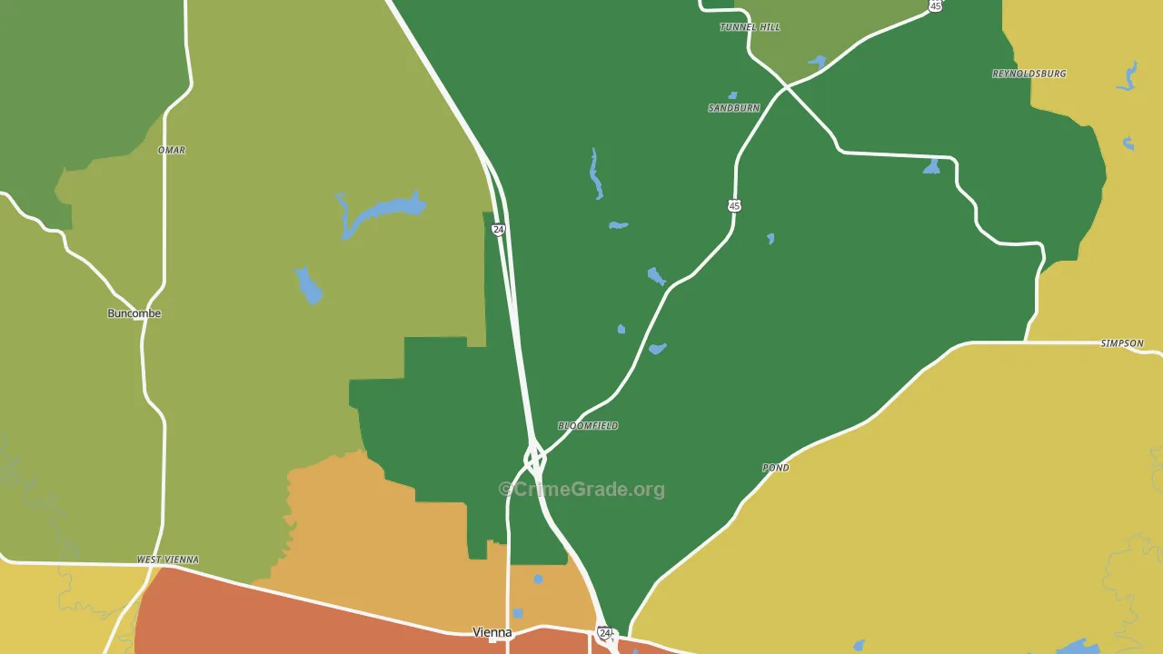 Johnson County, IL Map of Murder Rates