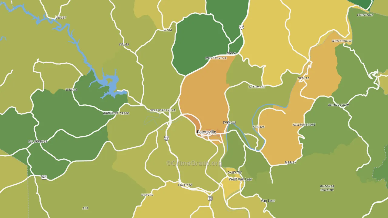 Johnson County, KY Map of Murder Rates