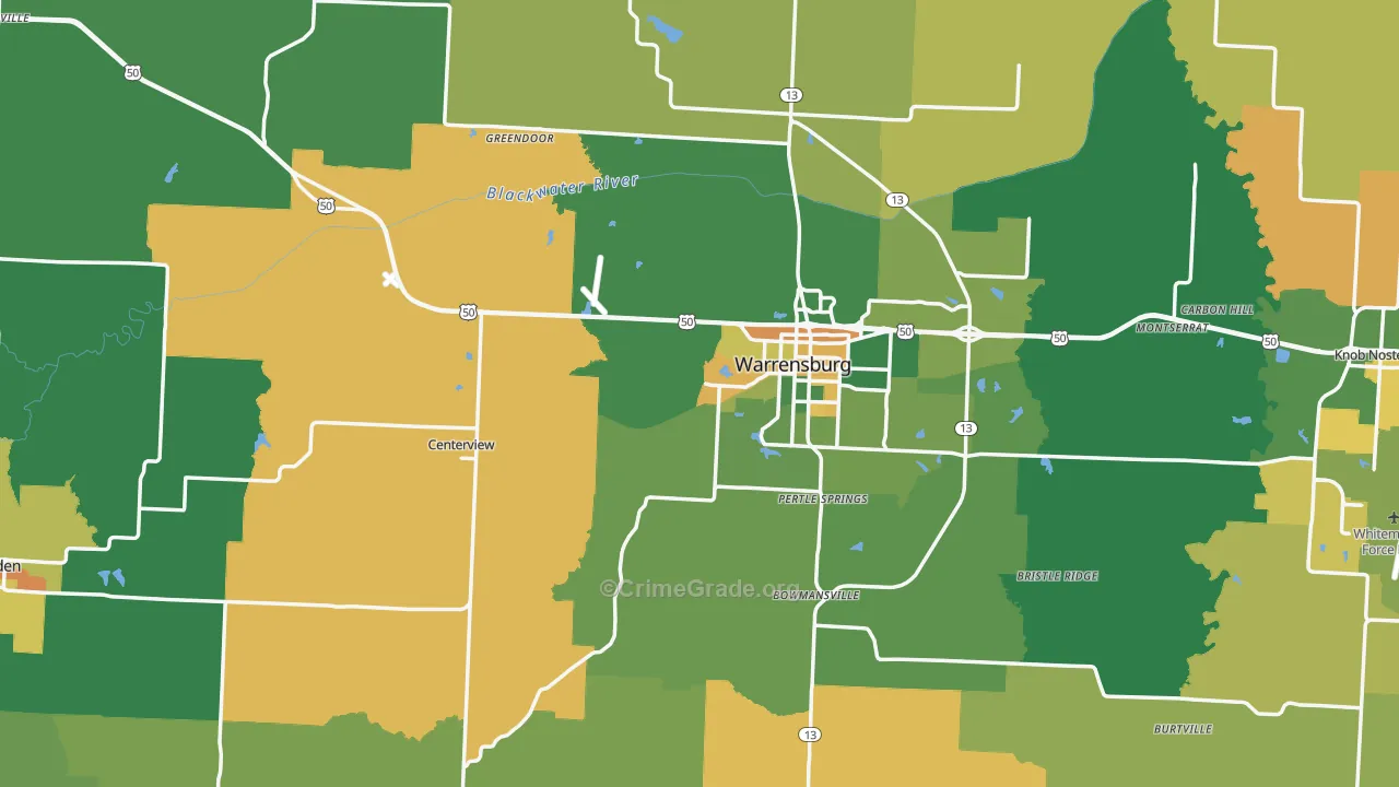 Johnson County, MO Map of Murder Rates