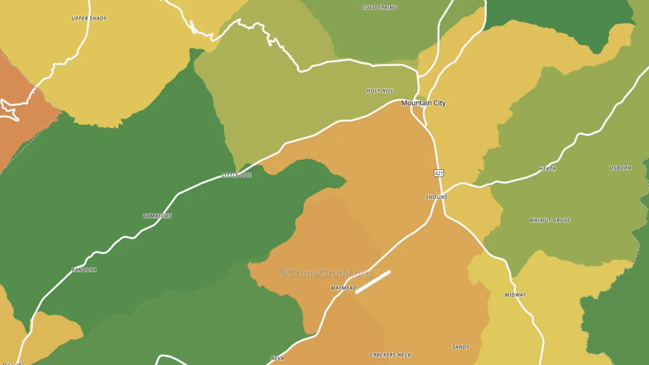 Johnson County, TN Map of Murder Rates