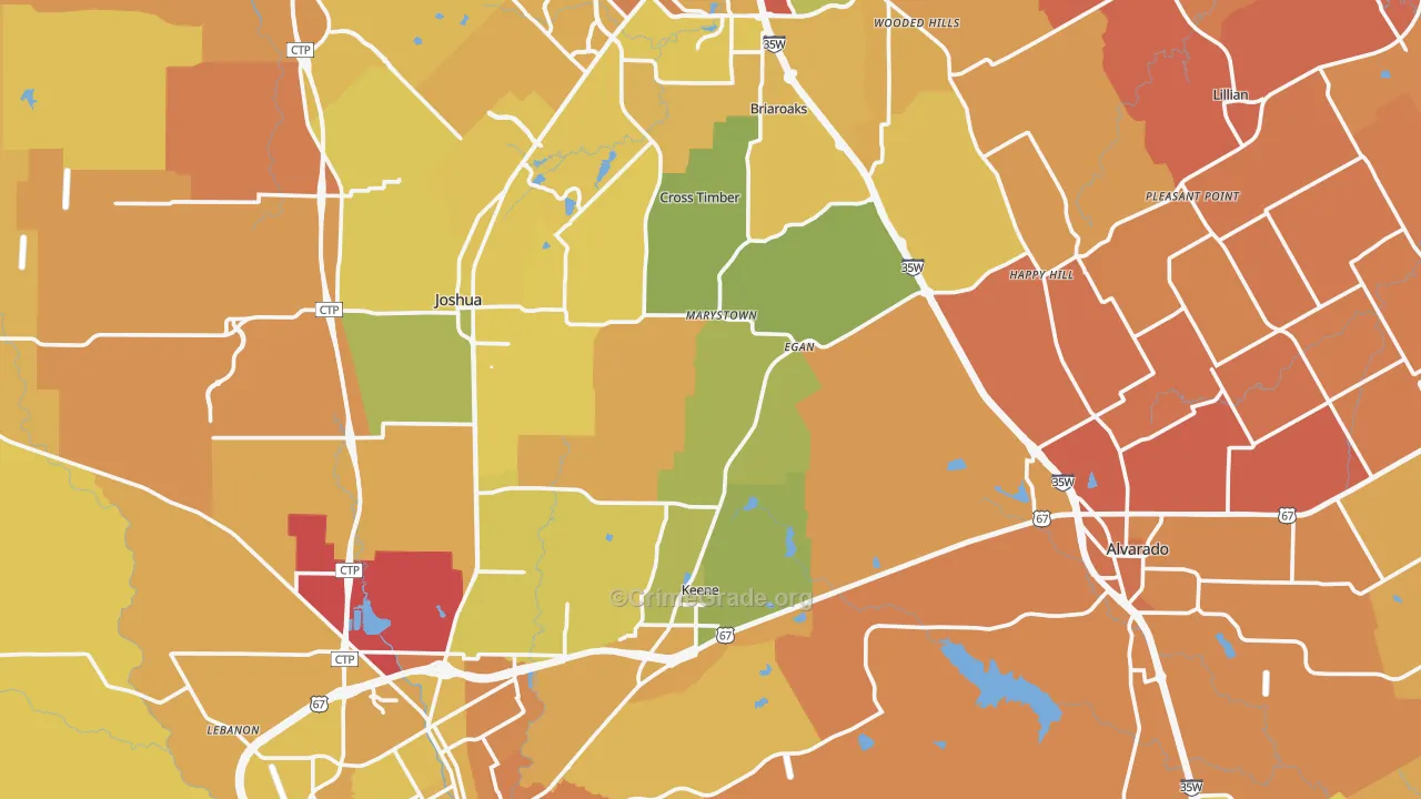 Johnson County, TX Map of Murder Rates
