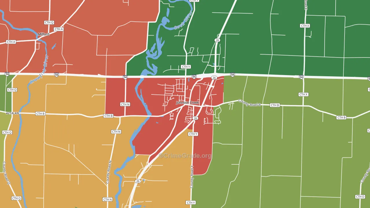 Johnson Creek, WI Map of Murder Rates