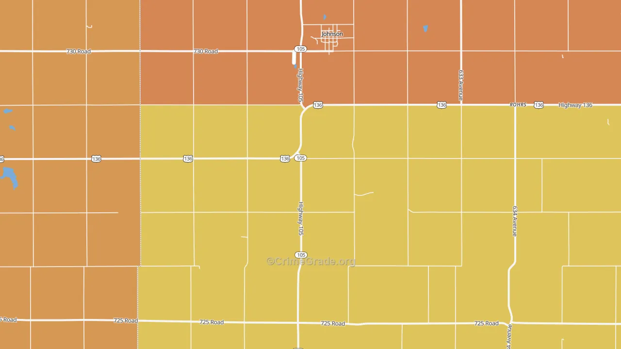 Johnson, NE Map of Murder Rates
