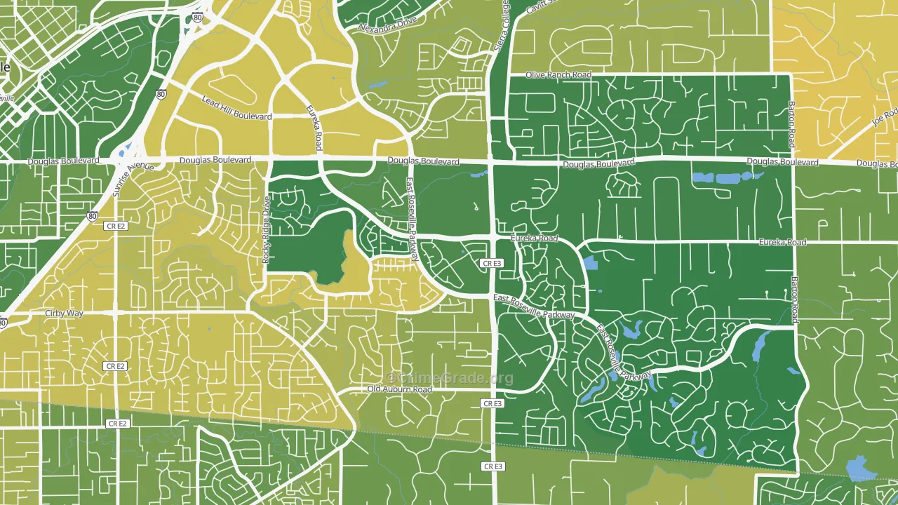 Johnson Ranch, Roseville, CA Map of Murder Rates