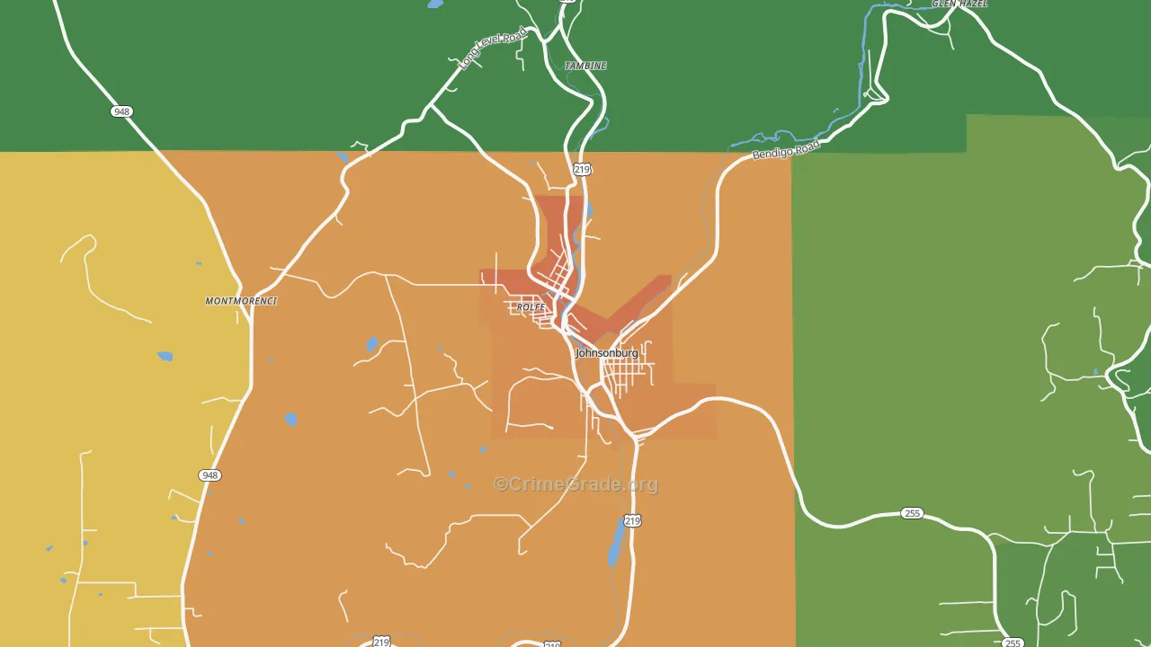 Johnsonburg, PA Map of Murder Rates