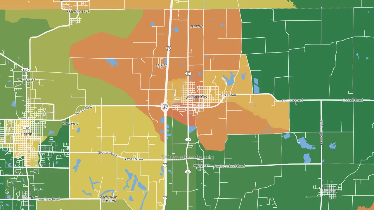 Johnston City, IL Map of Murder Rates