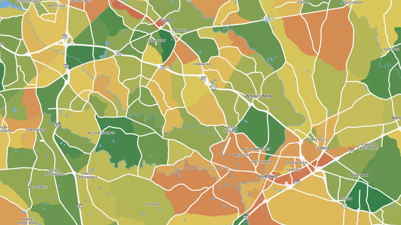 Johnston County, NC Map of Murder Rates