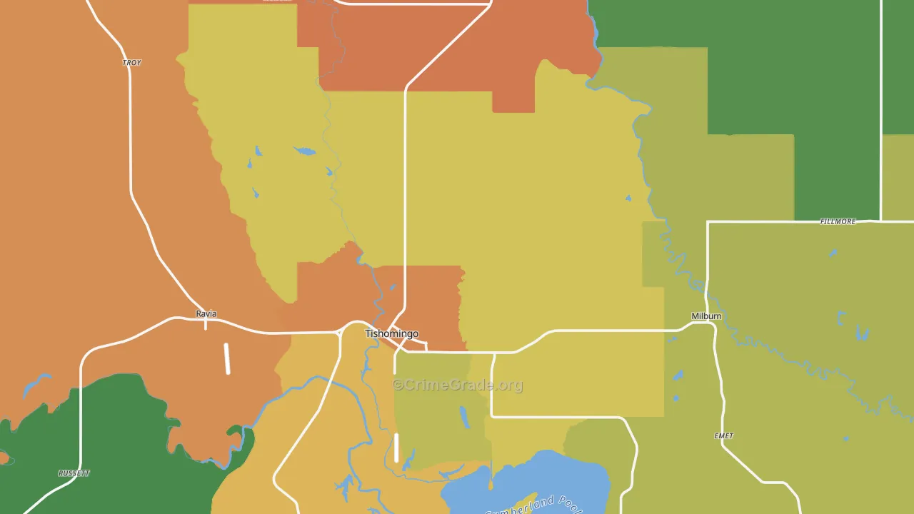 Johnston County, OK Map of Murder Rates