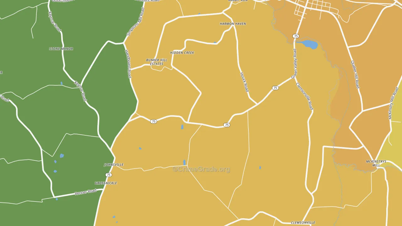 Johnsville, MD Map of Murder Rates