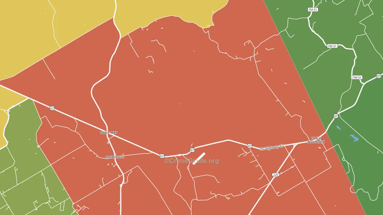 Johnsville, TX Map of Murder Rates