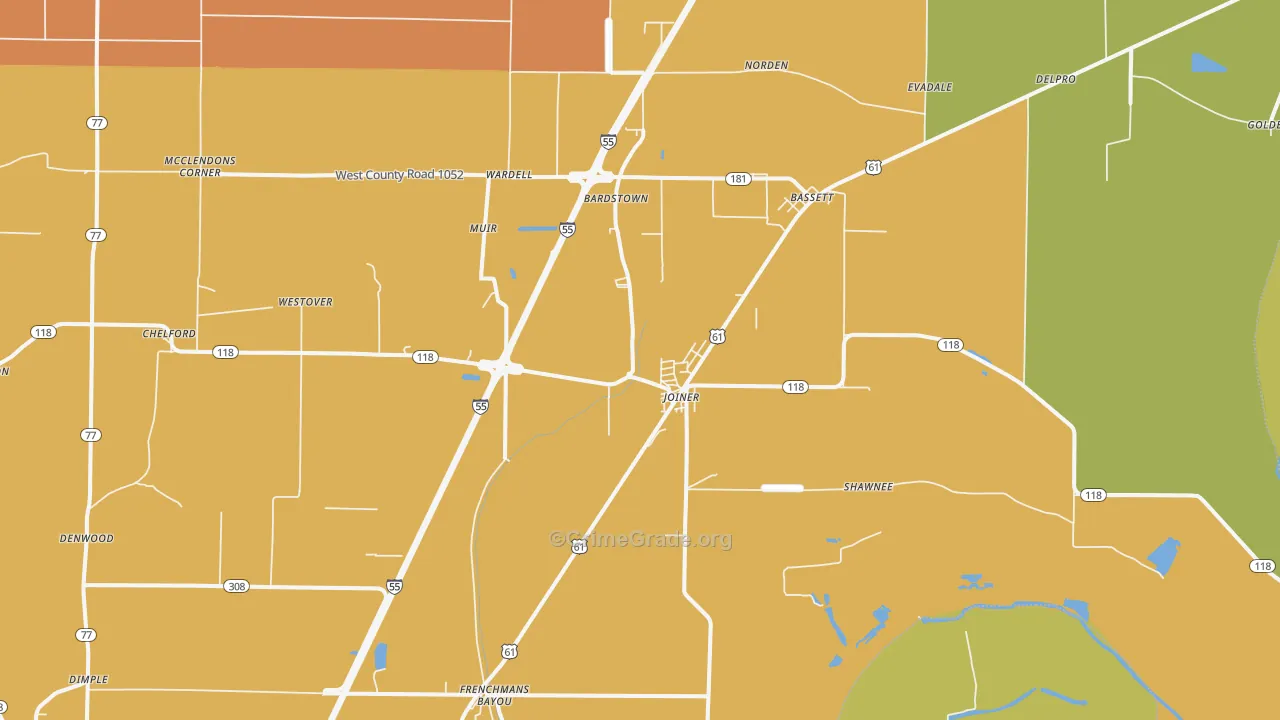 Joiner, AR Map of Murder Rates