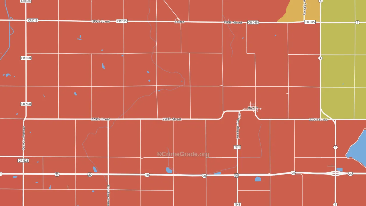 Jolley, IA Map of Murder Rates